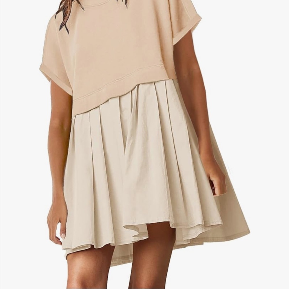 Women's Small, Pull-On, Short Sleeve, Pleated Skirt, Drop Shoulder, Flowy Dress